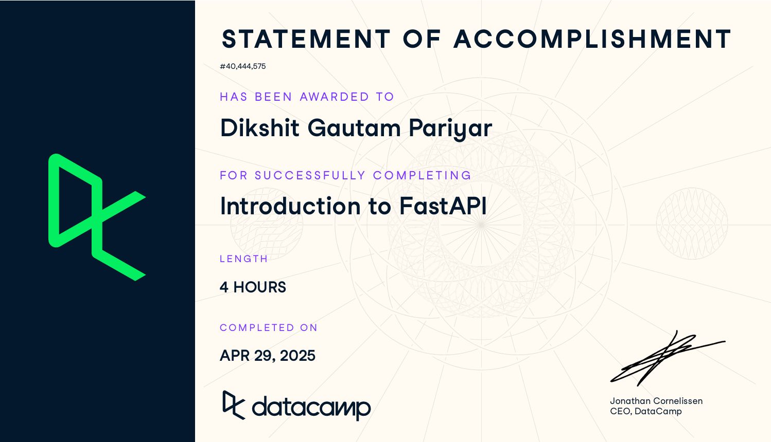 FastAPI Certificate